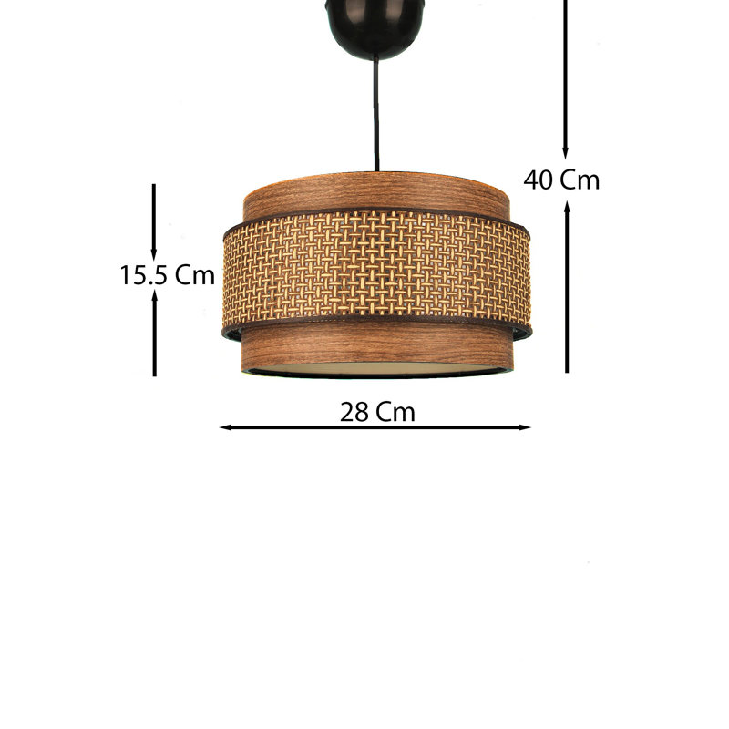 Lustre réglable élégant, corps en plastique brun, 11,0 x 6,1 pouces | Hauteur: 6,9 - 15,7 pouces | 1 x douille E27 (40 W maximum) | Luminaire élégant pour le salon et la salle à manger, conception moderne, classé IP20