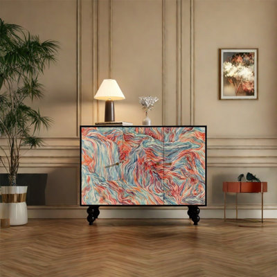 Three Door Storage Cabinet with Artistic Design