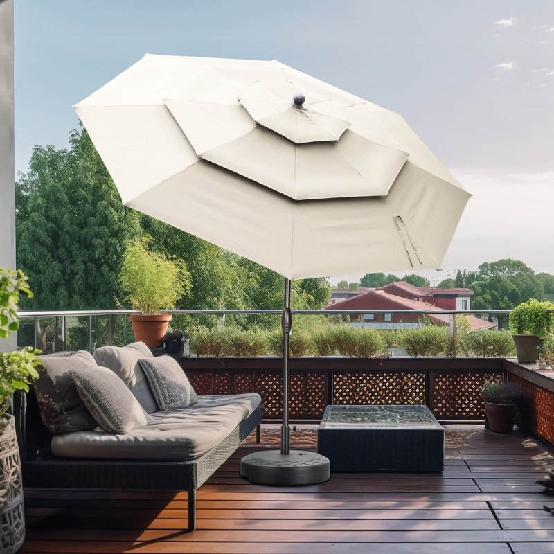 Parasol de patio 10 pi avec base, Kaki