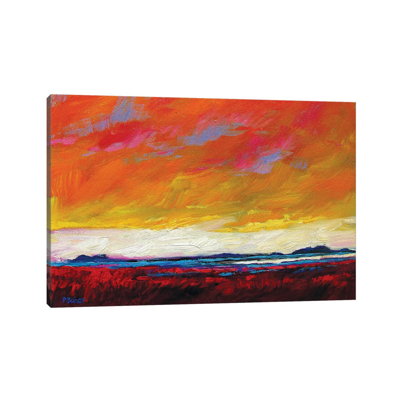Firey Sky Over New Mexico Desert by Patty Baker - Wrapped Canvas Painting, 20.32 cm H x 30.48 cm W