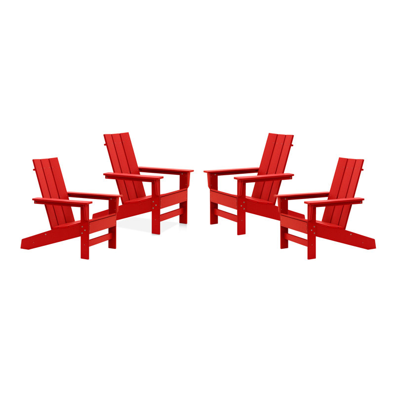 Chaise Adirondack en PEHD toutes saisons Ratcliff, Rouge vif