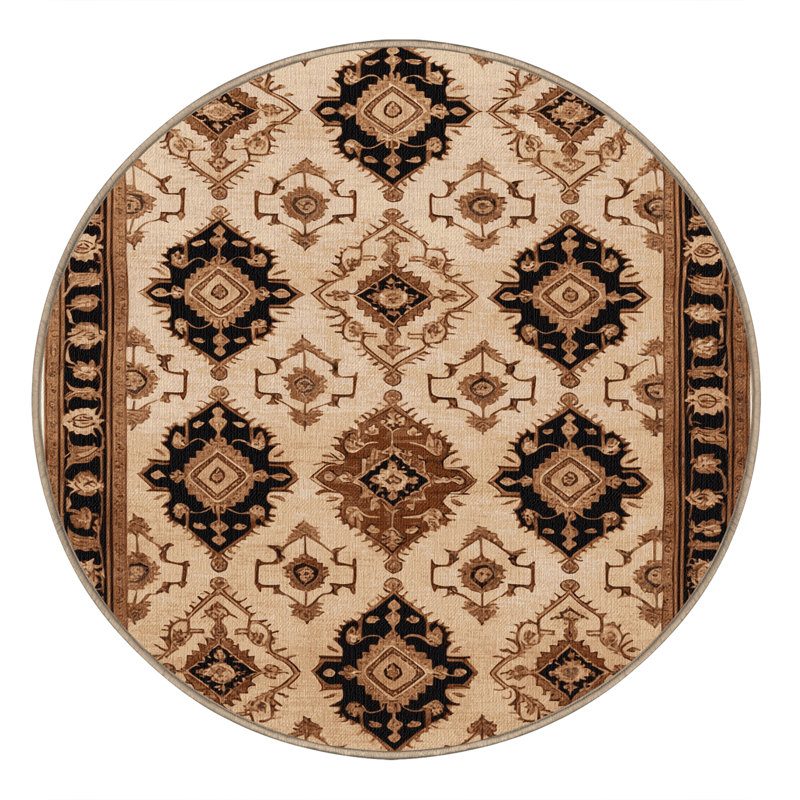 Tapis brun lavable à la machine, Rond 4 pi