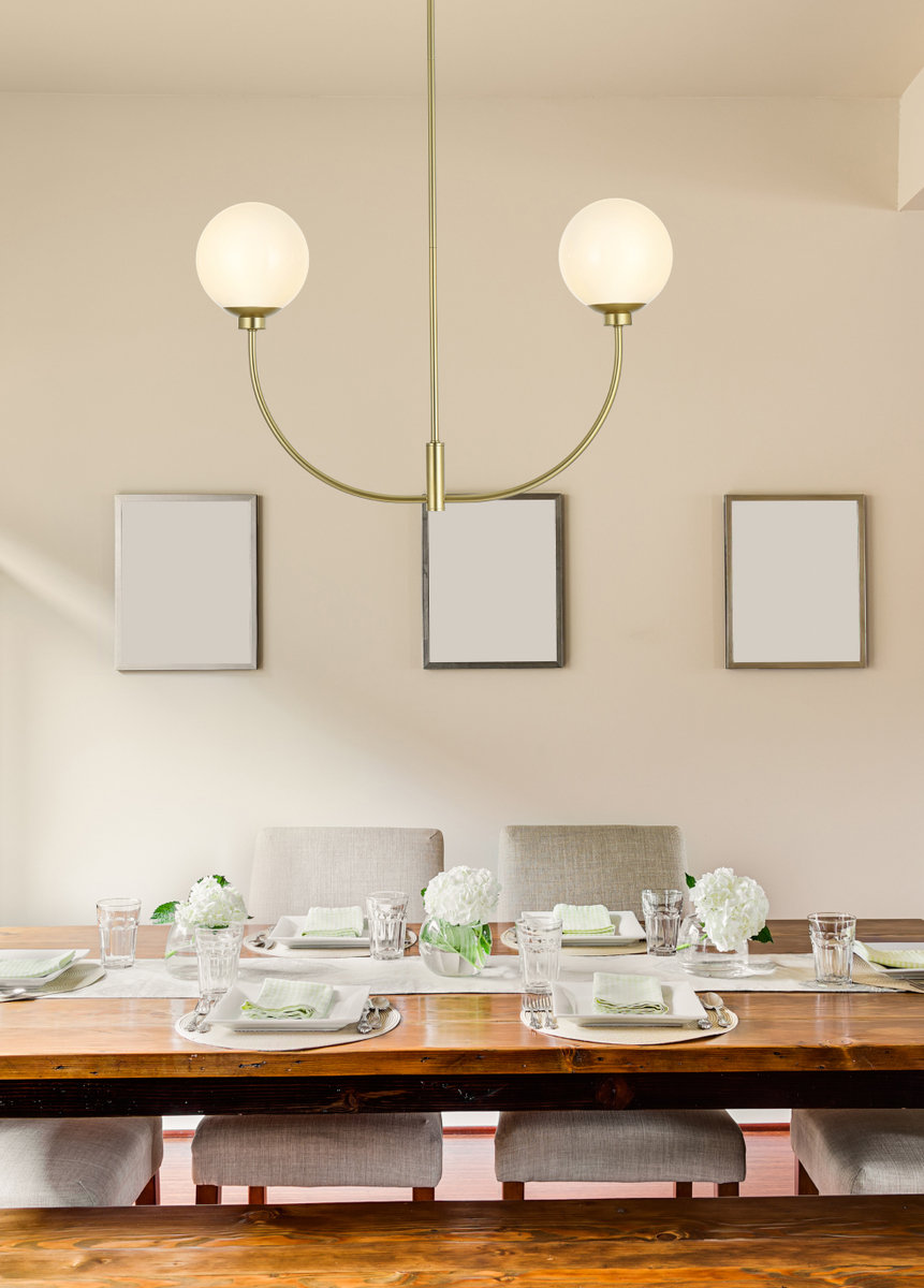 Kyle 2 - Light Metal Chandelier, Brass, 19" H x 30" W x 7" D