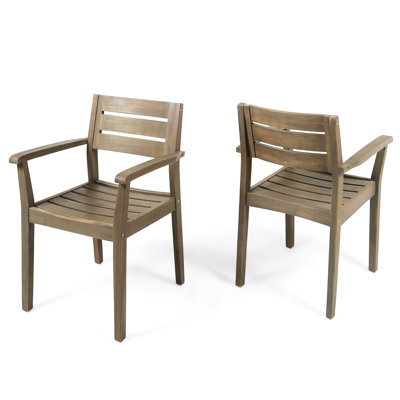 2 pièces, chaises en bois, gris Idéal pour le jardin, la cour ou la piscine. Fabrication robuste, poids maximal de 350 lb, roulement