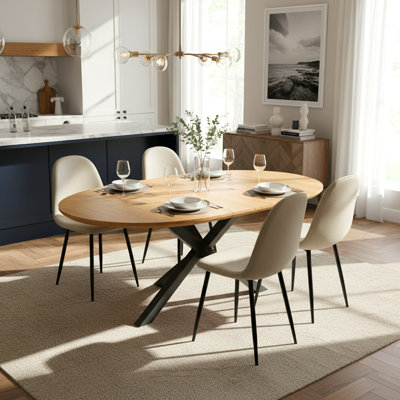 Ensemble de table de salle à manger extensible 5 pièces pour 4 à 8 personnes avec chaises rembourrées