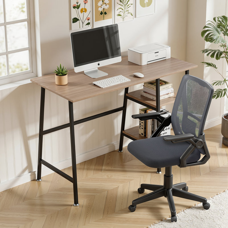 Home Office Desk Set With 1 Office Chair, Modern Desk Computer Desk With Storage Shelves, Writing Table With Chair For Home Office
