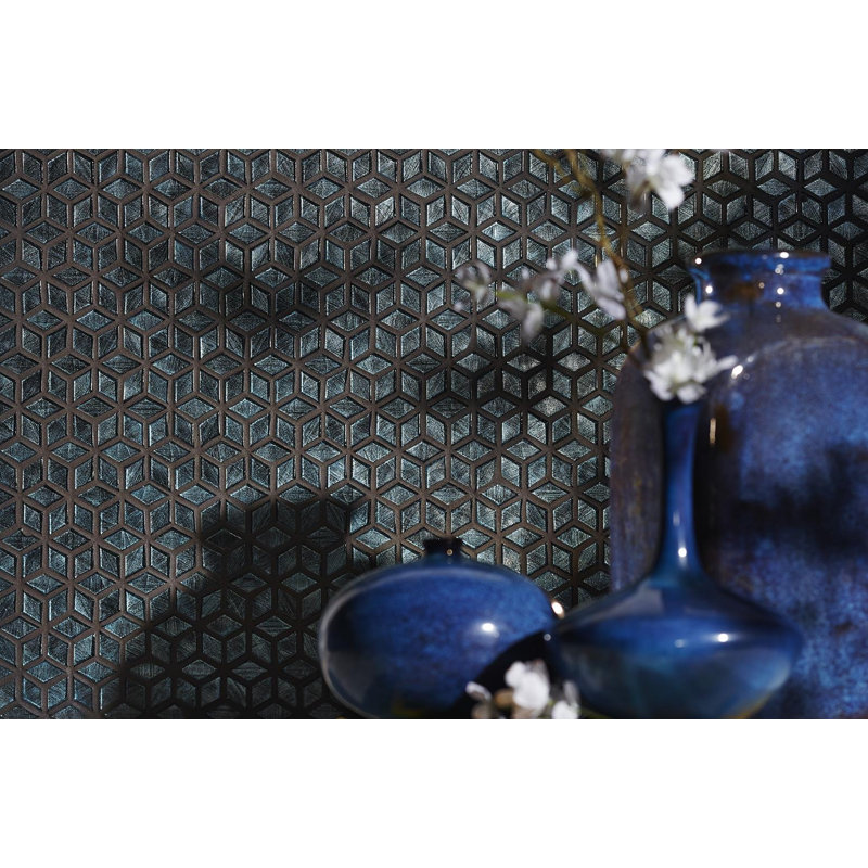 7/8" x 1-5/8" Diamond Glass Mosaic, Palladium