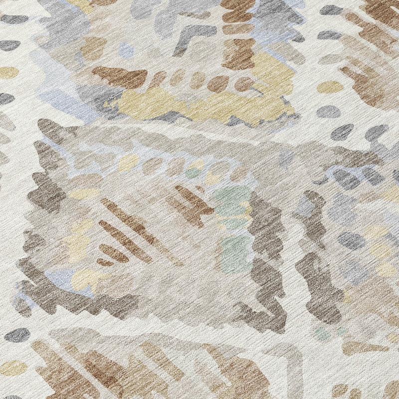 Machine Washable Indoor/Outdoor Christain ACN1330 Ivory Rug, Rectangle 5' x 7'6"