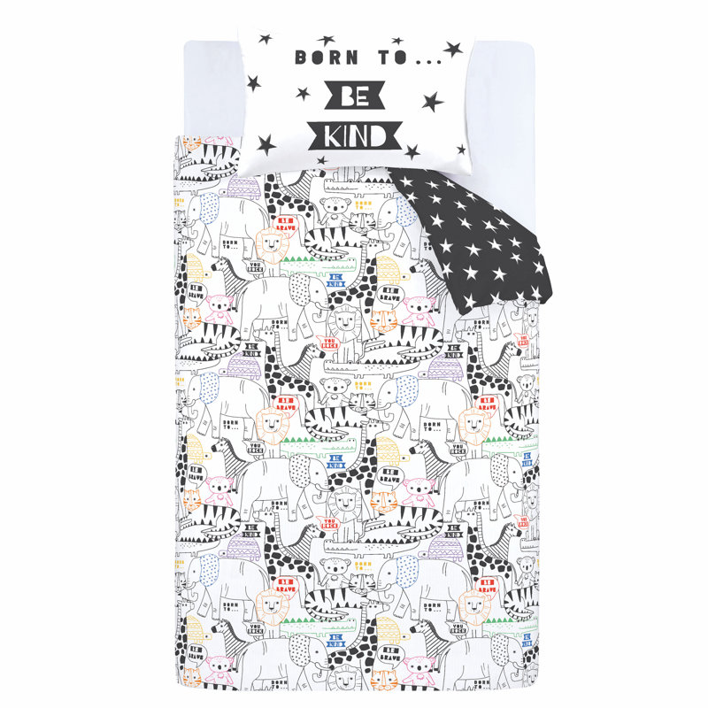 Born To Be Kind Cotton Duvet Cover Set with Pillowcases, Single - 1 Standard Pillowcase