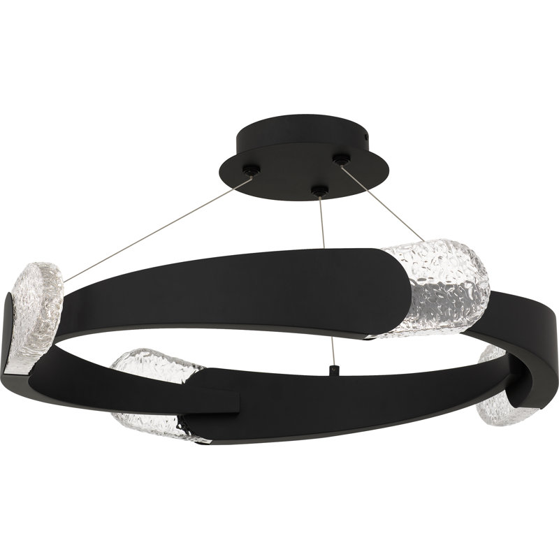 Saffron Integrated LED Matte Black Semi-Flush Mount, 28 W, 9.5" H x 24" W x 24" D