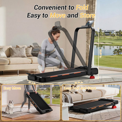 UMAY Folding Treadmill with 14% Incline, 2.5HP Under Desk Walking Pad, 8km/h, LED Display, 136kg Max User Weight for Home Cardio