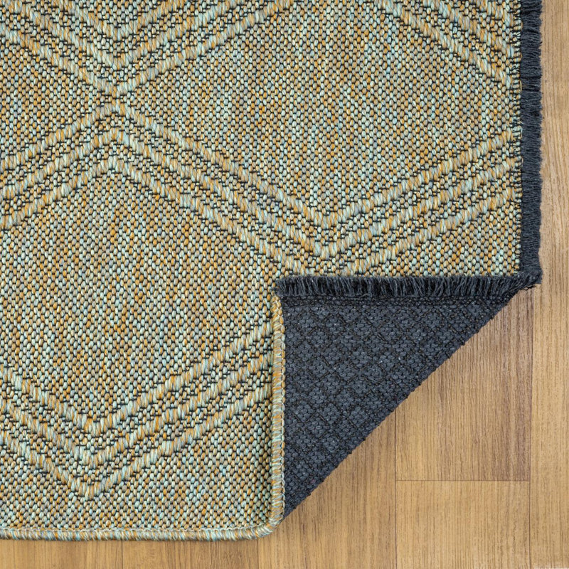 Modern Farmhouse Diamond Pattern Non-Slip Washable Rug, Rectangle 9' x 12'