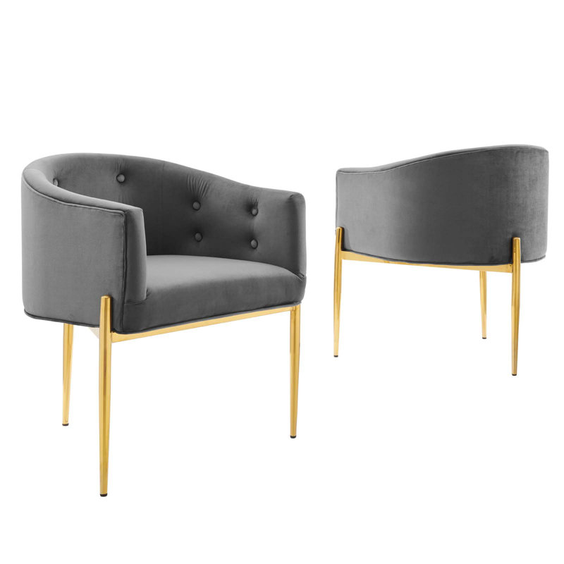 Savour Tufted Performance Velvet Accent Chairs, Gray Velvet