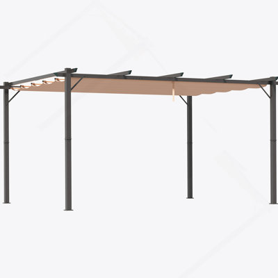 Outsunny 10' X 13' Aluminum Patio Pergola With Retractable Pergola Canopy, Backyard Shade Shelter For Porch, Outdoor Party, Garden, Grill Gazebo