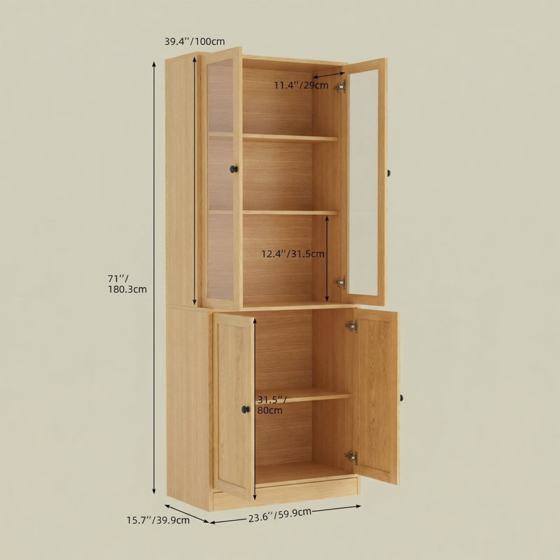 Bibliothèque standard H 71 po x l 23,6 po Marta, Bois