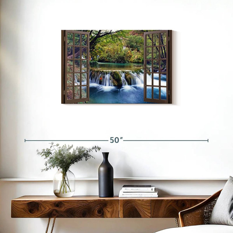 Fenêtre ouverte sur toile, H 20 po x l 30 po x P 1,25 po