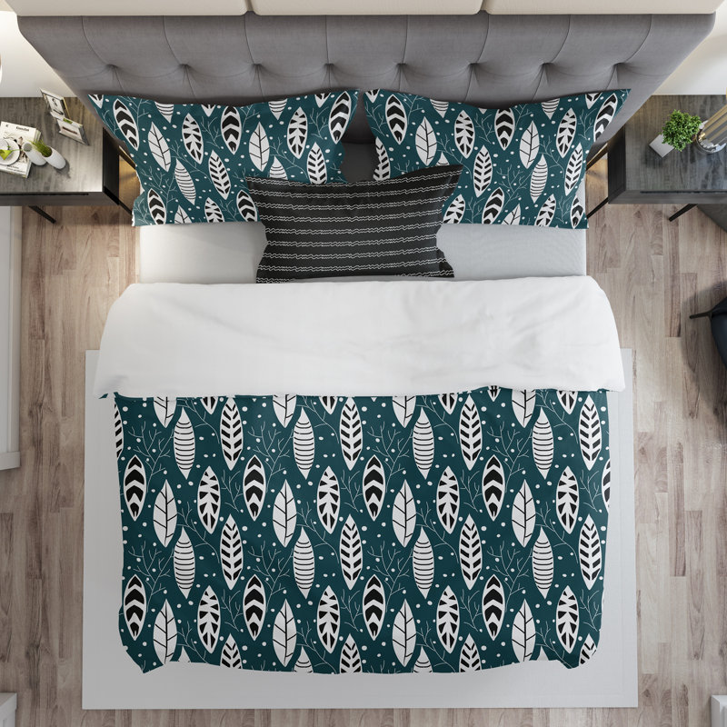 Ensemble de confort Myla, Édredon simple et 1 taie décorative et 1 coussin, Bleu sarcelle