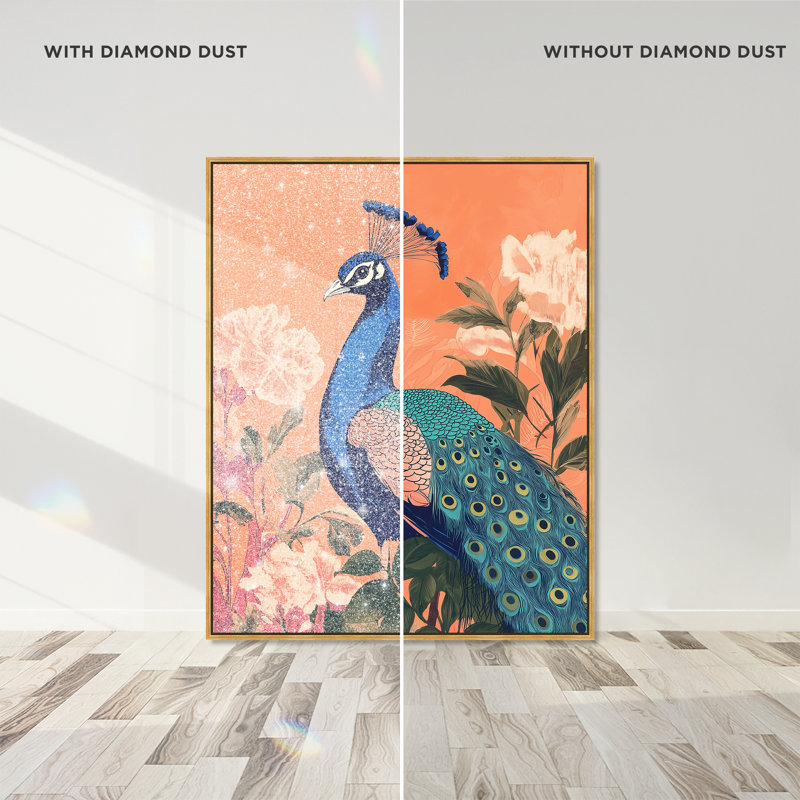 Peacock Garden Dance Canvas Animals Print by Oliver Gal, 25"H x 21"W, Gold Frame