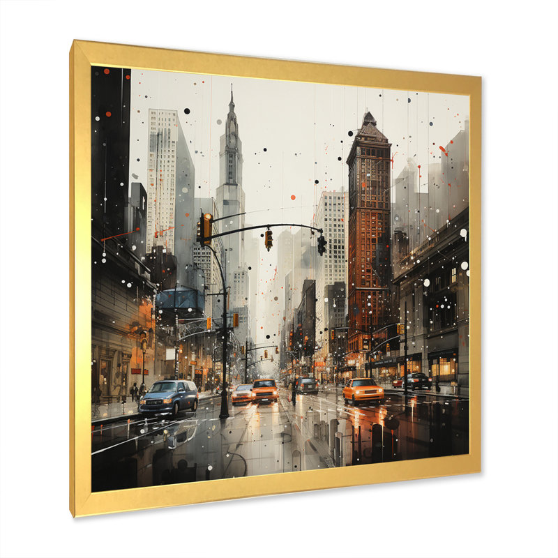 " City Rhythm Street I ", 24" H x 24" W x 1" D, Gold Single Picture Framed