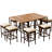 Wood Outdoor Table And Eight Stools With Easy Cushions All-Weather Bistro