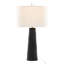 31" Polyresin Table Lamp Matte Black Polyresin, Modern Brass & Natural Linen Shade