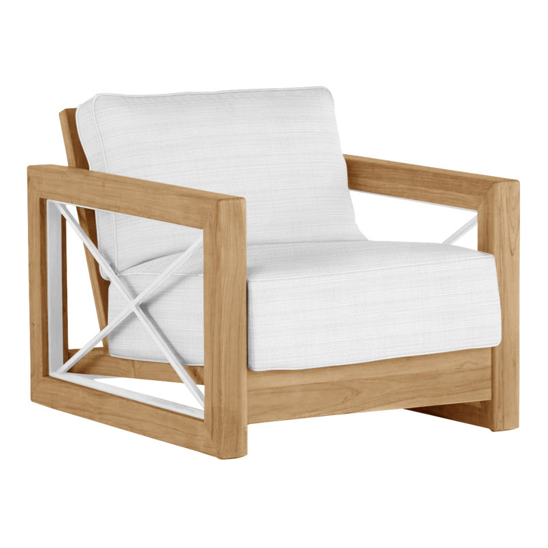 Malta Teak Outdoor Lounge Chair, Welt + Standard fill, Natural Teak, Perigold Ishi Blanca