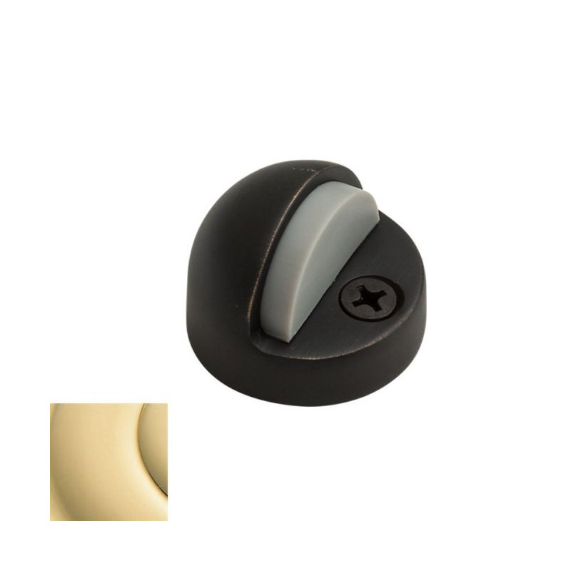 Dome Bumper Floor Mount Stop, Polished Brass, 1.35" H x 1.875" W x 1.03" D