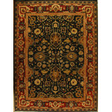 Agra Wool Oriental Area Rug in Red/Black