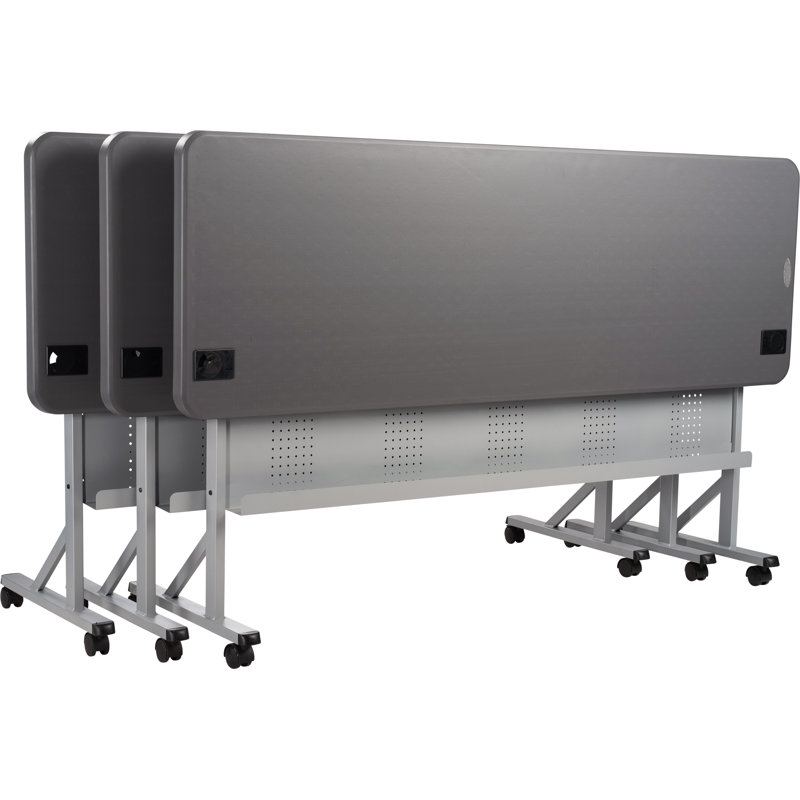 Training Rectangle Flip Top Training Table with Casters and Modesty Panel and Cable Management, 29.5" H x 60" L x 24" W