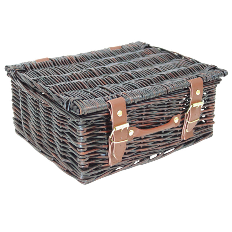 Wicker Hamper Basket with Lid, Brown, 34 L