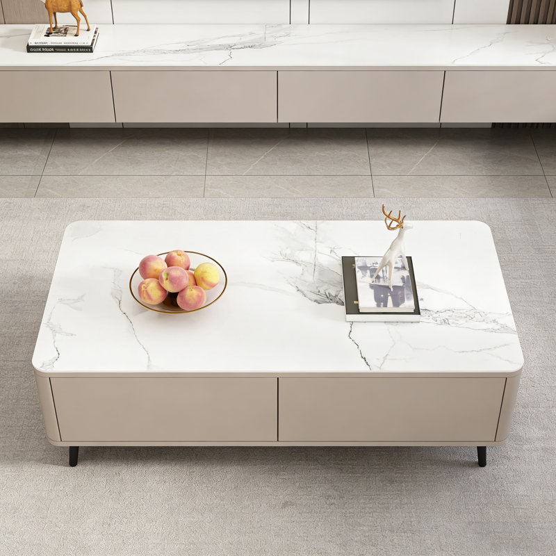 Table basse légère et luxueuse, H 15,74 po x L 47,24 po x l 23,62 po, Beige