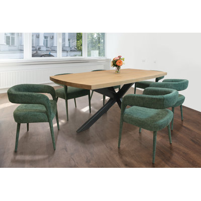 Logan Set With 82" Dining Table And Galway Teal Side Chairs