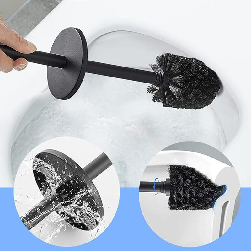 Matte Black Stainless Steel Wall-Mounted Toilet Brush and Holder
