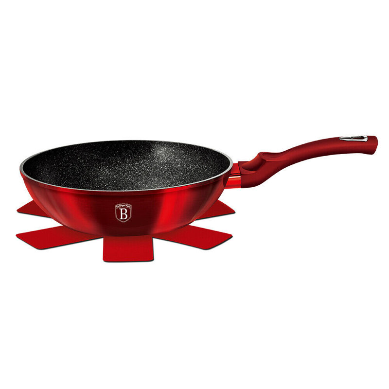 Berlinger Haus Non-Stick Aluminium Wok, Red, 7.4cm H x 28cm W