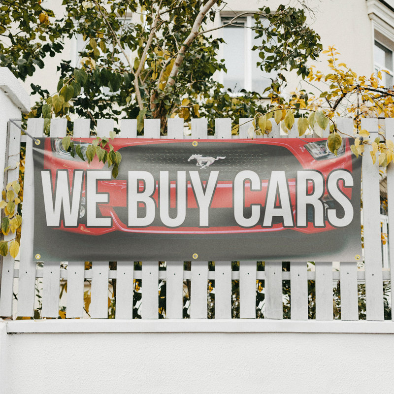 Enseigne de bannière We Buy Cars 24 po x 72 po