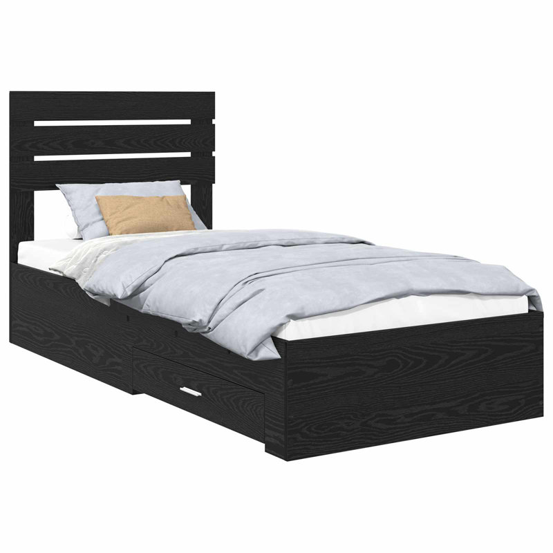 Bed, Black Oak, European Single (90 x 200 cm)