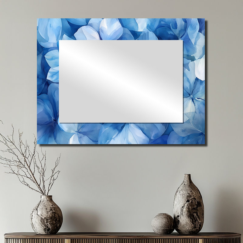 Hydrangea As Brush Strokes II - Floral Mirror Wall Art - Printed On Metal, 24" x 32"