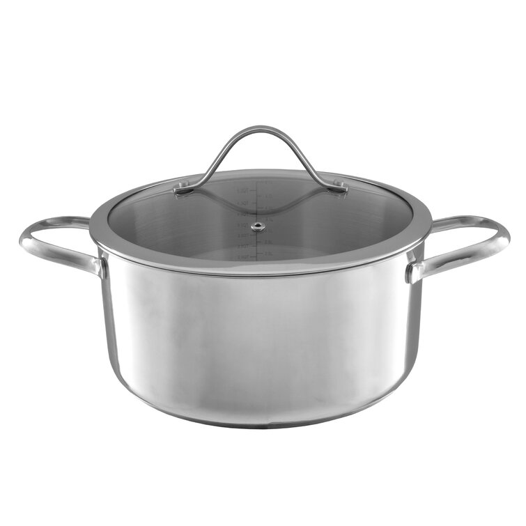 Classic Cuisine Large Stainless Steel Stock Pot with Lid Vent Hole Induction  Ready 12 Quart