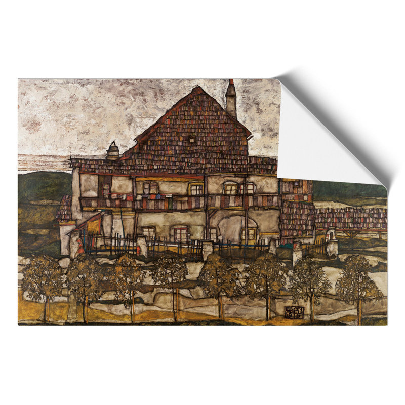House With Shingle Roof by Egon Schiele - No Frame Painting, 42cm H x 59cm W x 0.1cm D