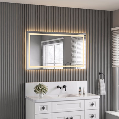 Miroir de salle de bain 48 "x 28" à DEL avec façade et rétroéclairage