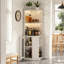 Armoire de garde-manger avec prise de courant, lumières et support en verre