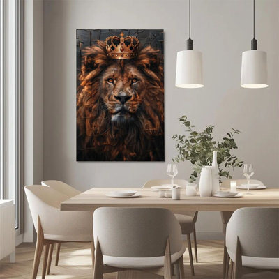 1Pc Framed Canvas Poster Print The Lion King, golden crown, realistic oil painting style Wall Art Wall Pediments, Wall Decor, Perfect for Room Decor L