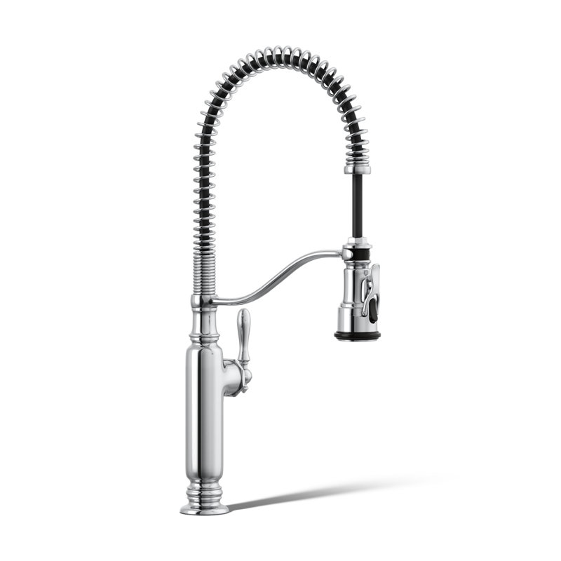 Tournant Single Handle Pull Down Kitchen Faucet, Polished Chrome