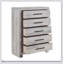 Commode de rangement moderne à cinq tiroirs à finition grise, fabrication en bois durable, parfaite pour les chambres organisées
