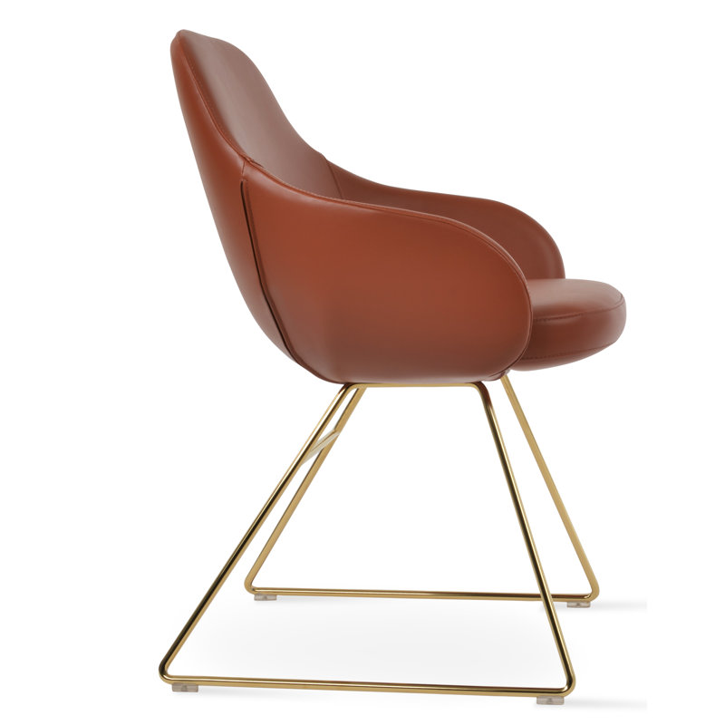 Fauteuil Gazel, Or, Similicuir cannelle