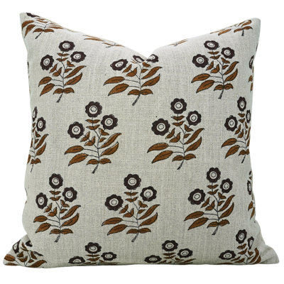 Housse de coussin lombaire à motif de blocs Fab printine, printemps été, décoration intérieure (Neha, brun) 12 po x 20 po