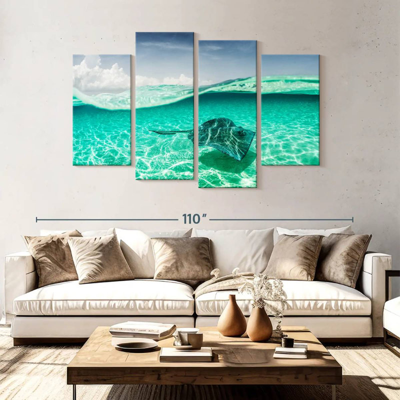 Manta Ray Underwater, 54" H x 84" W