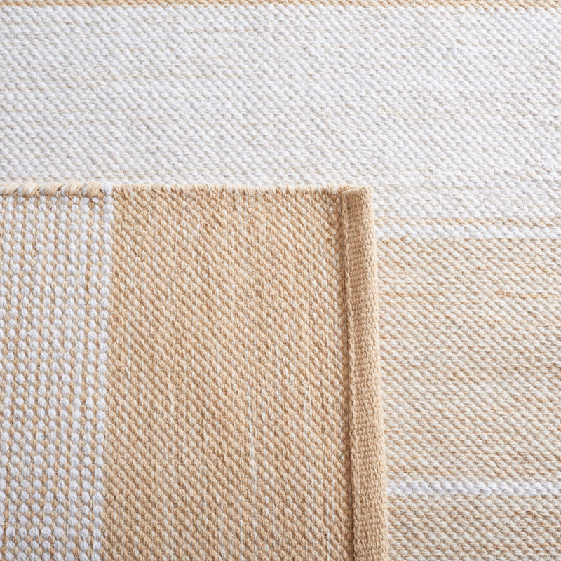 Tapis rayé en coton tissé à plat Masek Kilim, Rectangle 8 pi x 10 pi