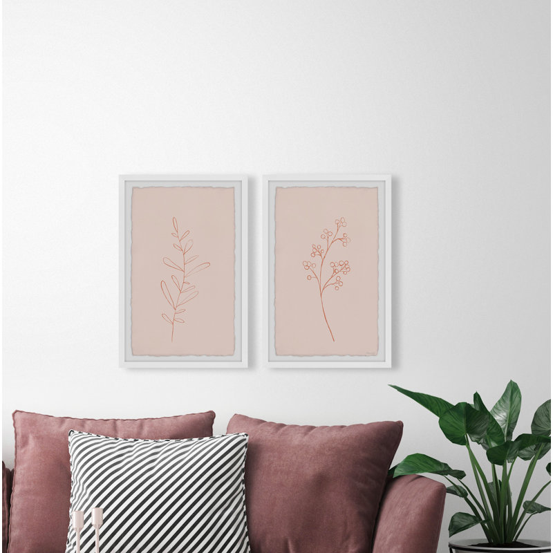 Saldivar Round Leaves by Marmont Hill - 2 Piece Single Picture Frame Print, 45cm H x 91cm W