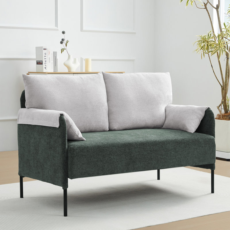 Causeuse rembourrée de couleur contemporaine l 52 po , Vert